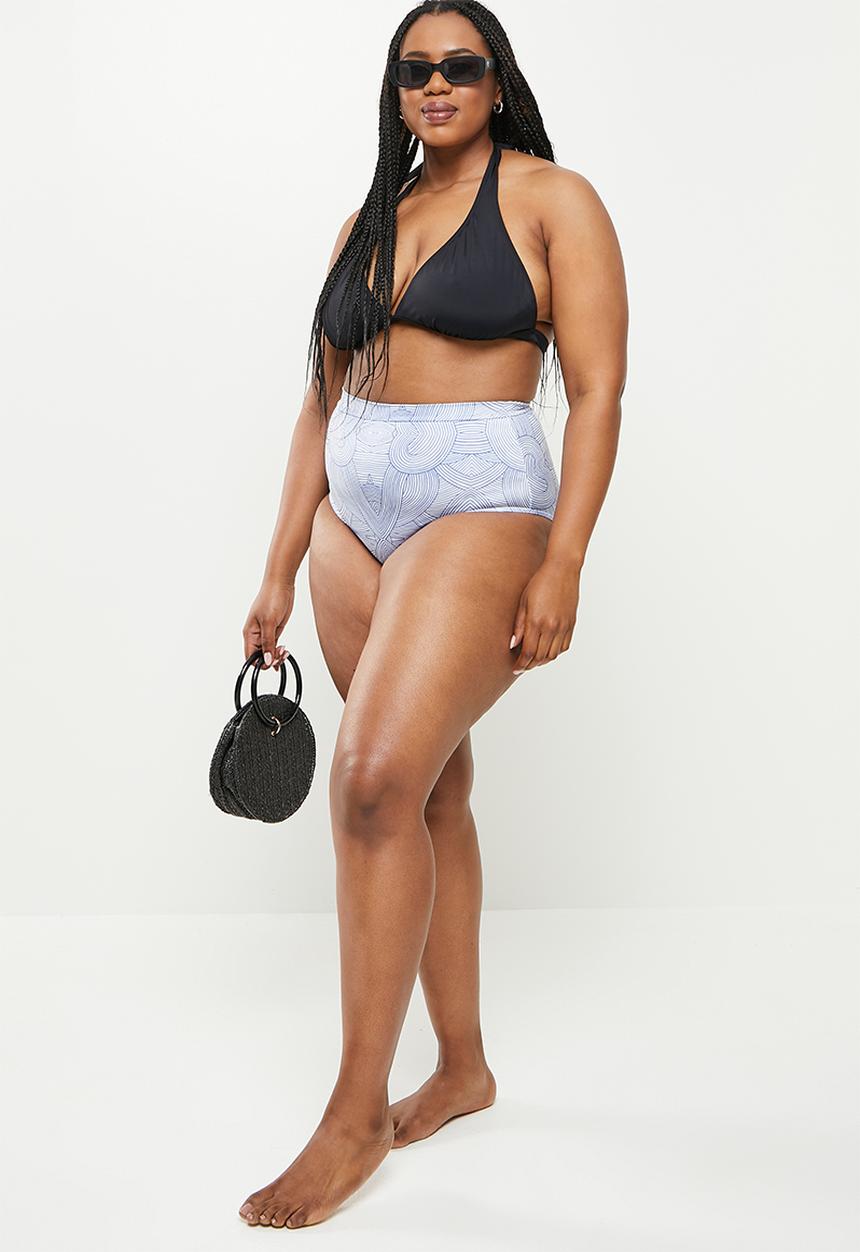 Me&B - Plus high waisted bikini bottom - blue 