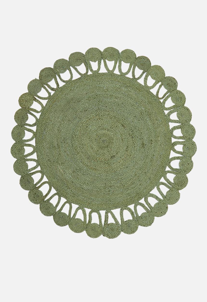 Sixth Floor - Green dial jute rug - green
