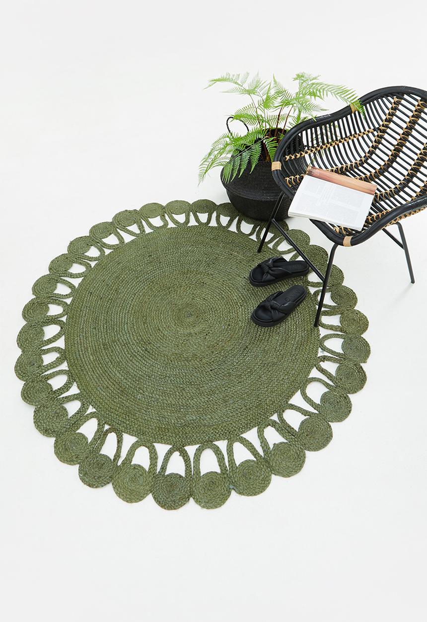 Sixth Floor - Green dial jute rug - green
