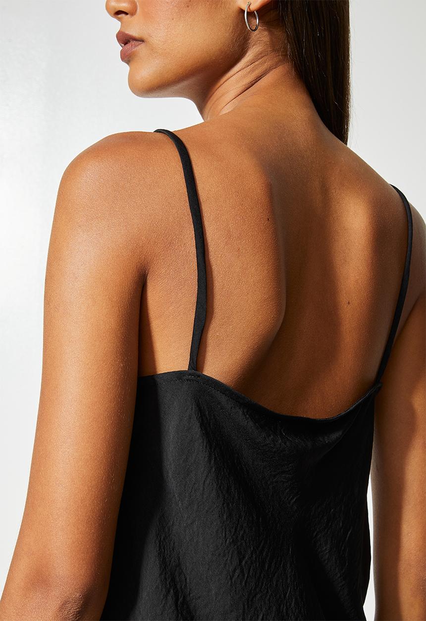 VELVET - Satin cowl neck cami blouse - black
