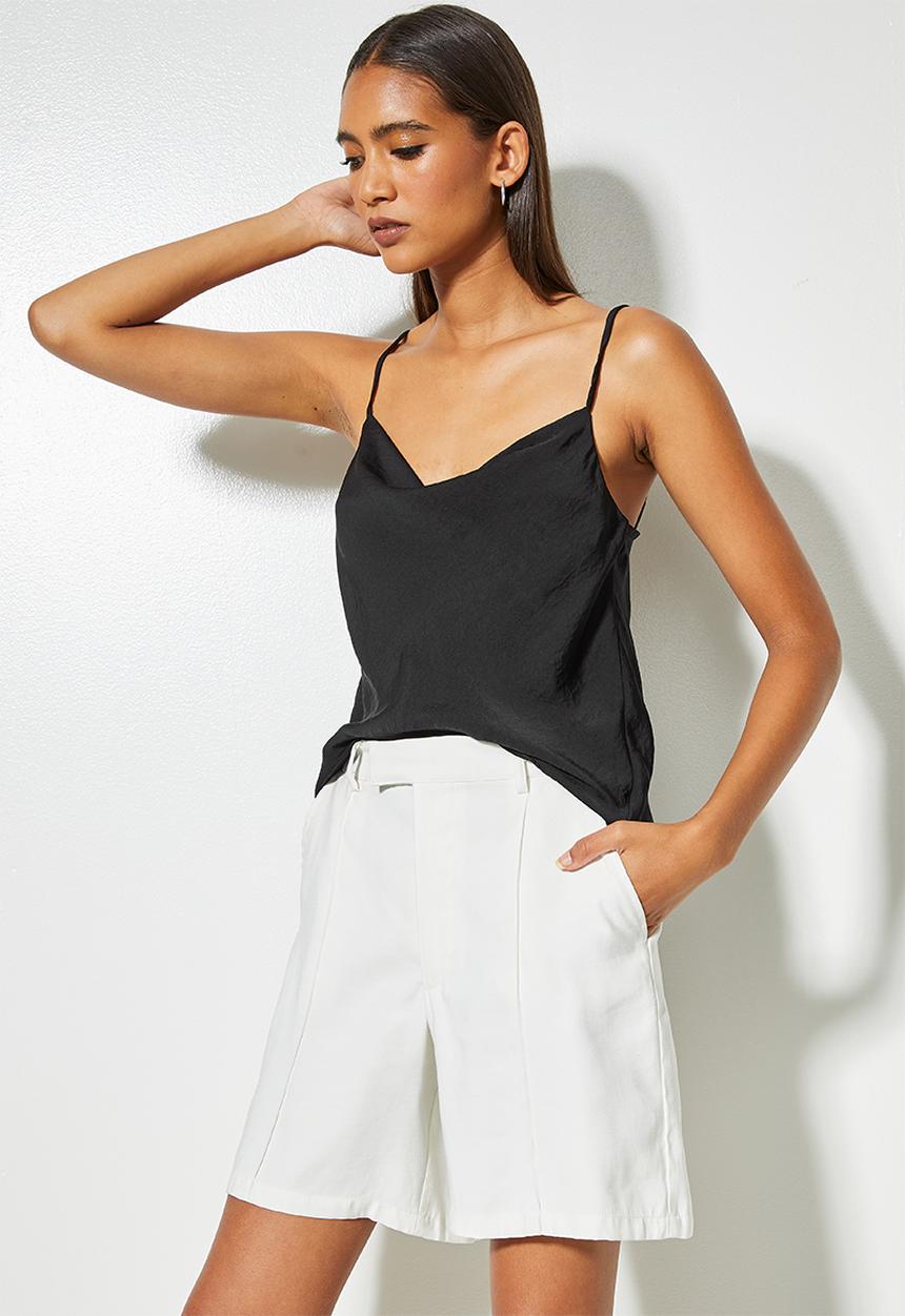 VELVET - Satin cowl neck cami blouse - black