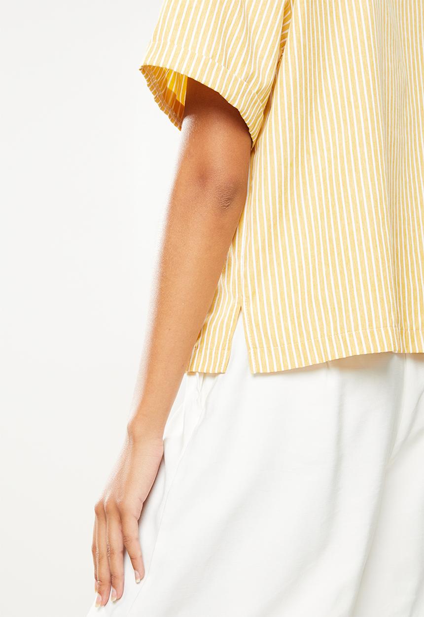 Me&B - Rivier collar essential shirt - yellow & white