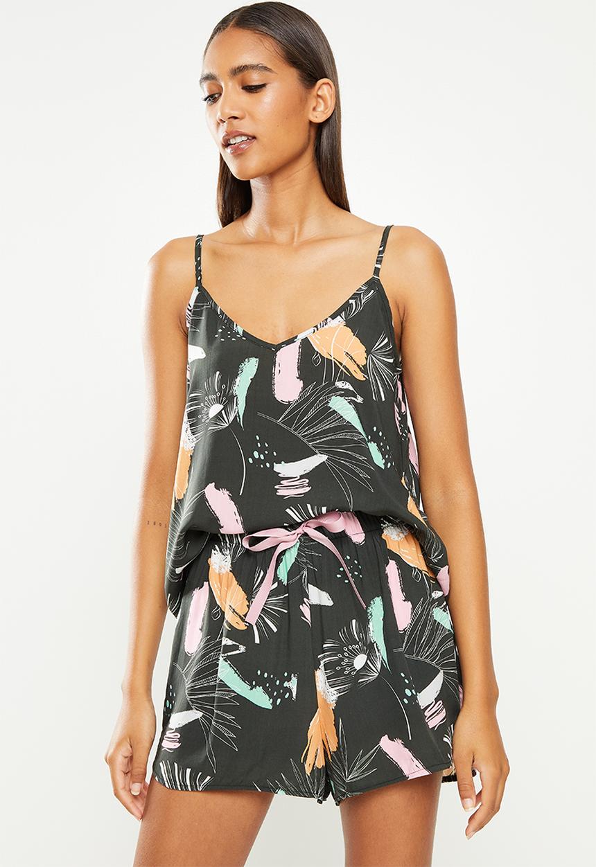 Superbalist - Sleep cami & shorts set - line work art flower