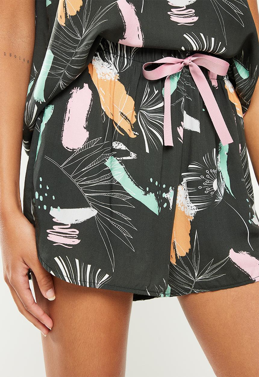 Superbalist - Sleep cami & shorts set - line work art flower