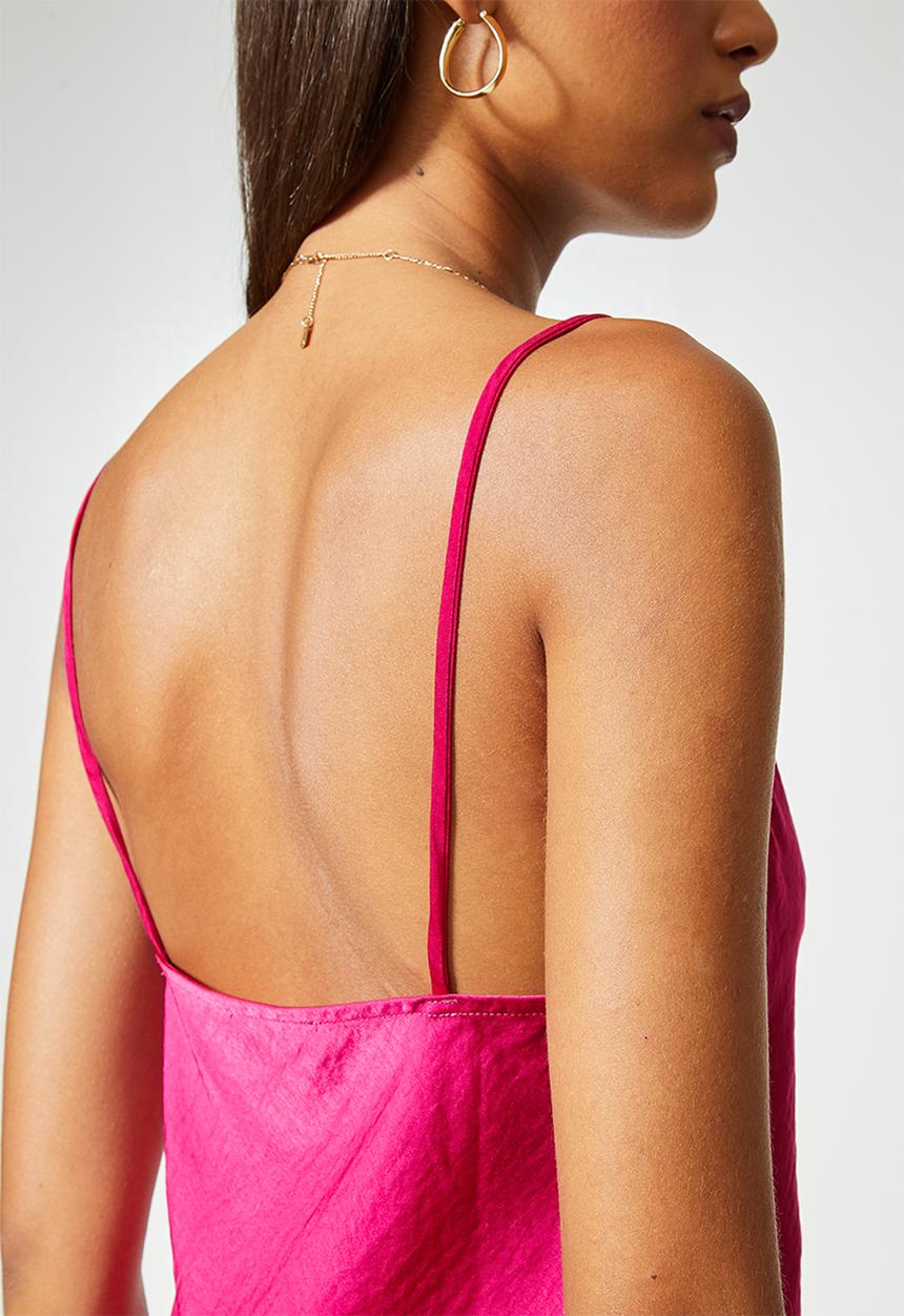 VELVET - Satin cowl neck cami blouse - pink
