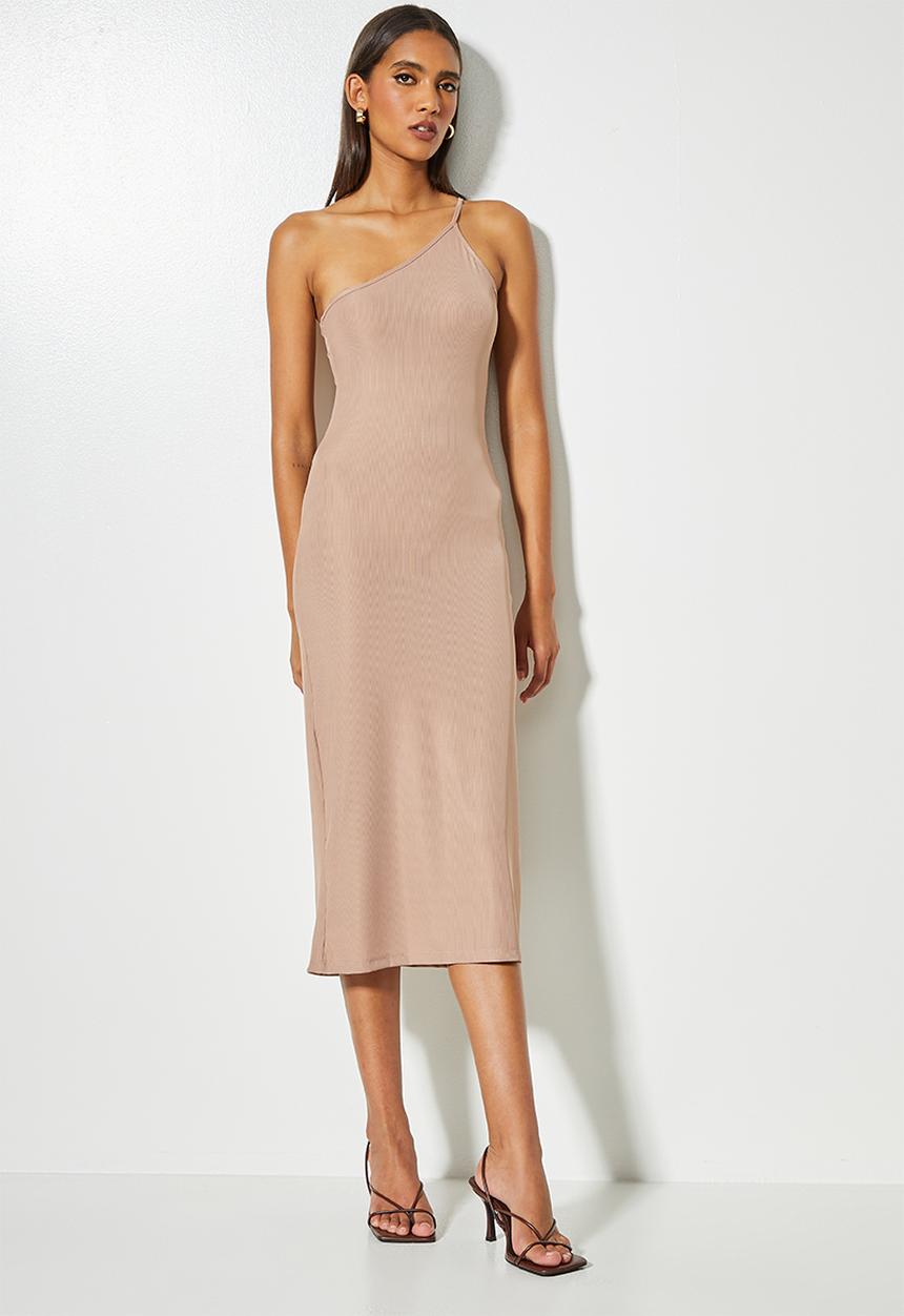 VELVET - Assym pencil bodycon dress - mink