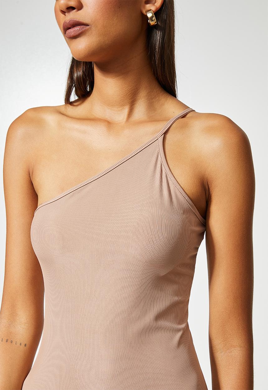 VELVET - Assym pencil bodycon dress - mink