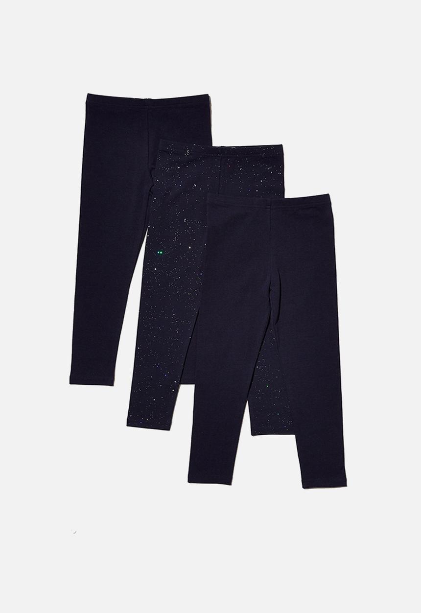 Cotton On - Girls multipack legging 3 pack - peacoat/peacoat holographic bundle