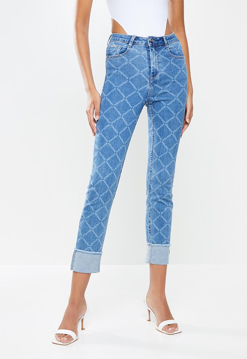 SISSY BOY - Axel skinny colour denim with print - sky blue