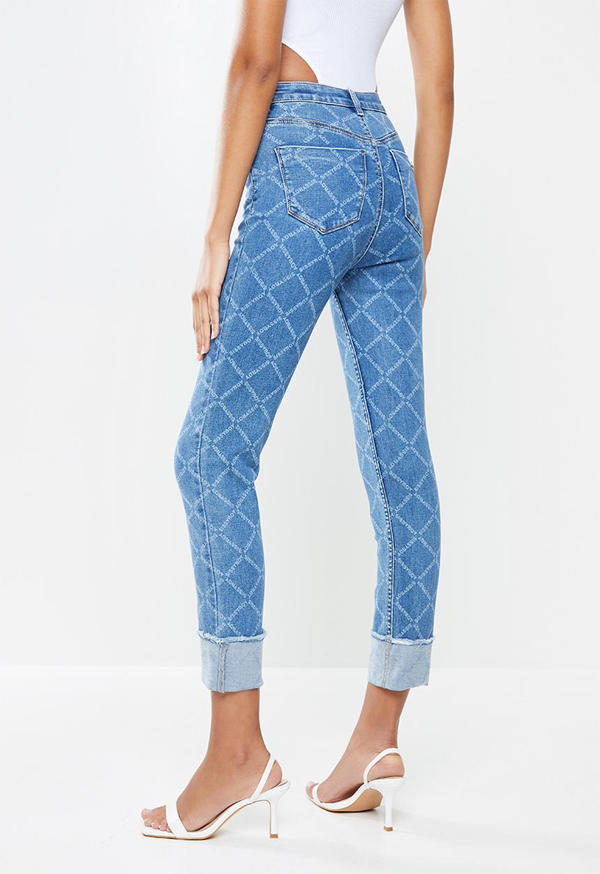 SISSY BOY - Axel skinny colour denim with print - sky blue