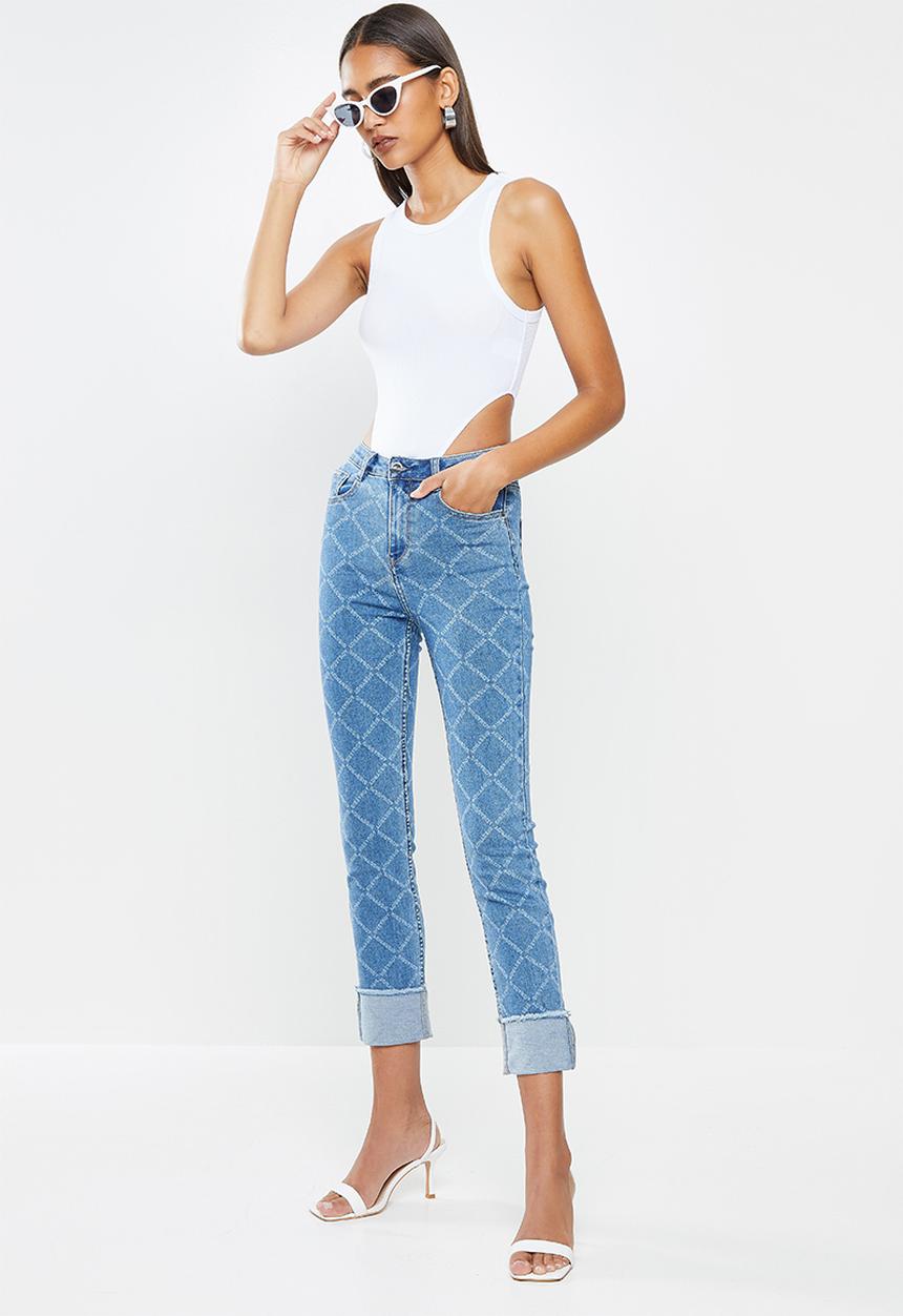 SISSY BOY - Axel skinny colour denim with print - sky blue