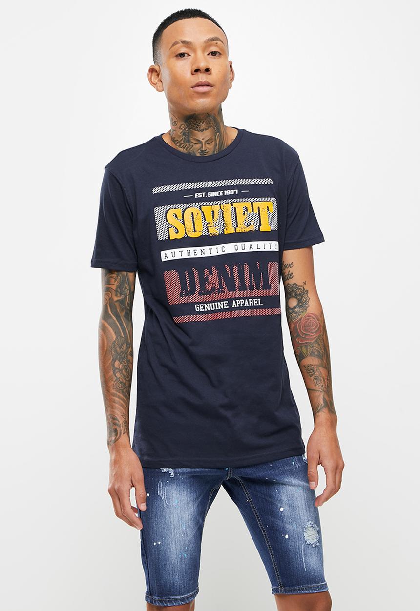 SOVIET - M firmino short sleeve logo tee  - navy