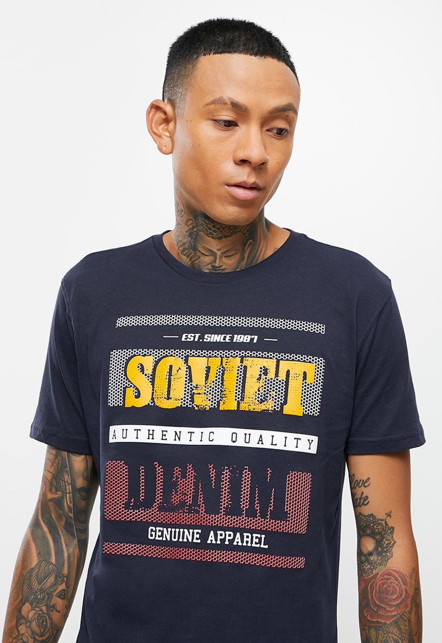 SOVIET - M firmino short sleeve logo tee  - navy