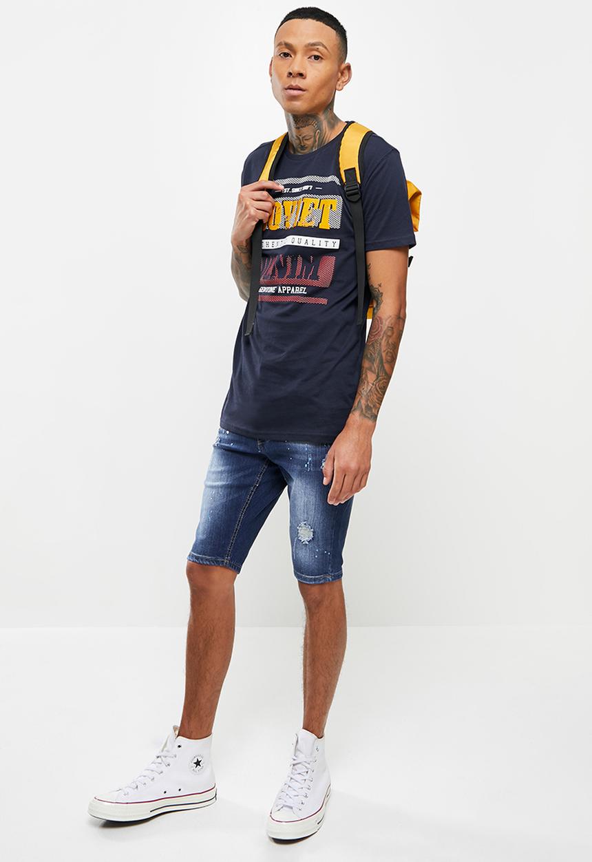 SOVIET - M firmino short sleeve logo tee  - navy