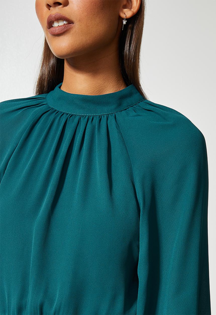 VELVET - Open back mini tea dress - blue