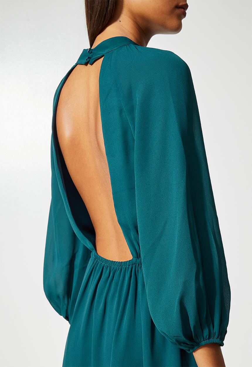 VELVET - Open back mini tea dress - blue