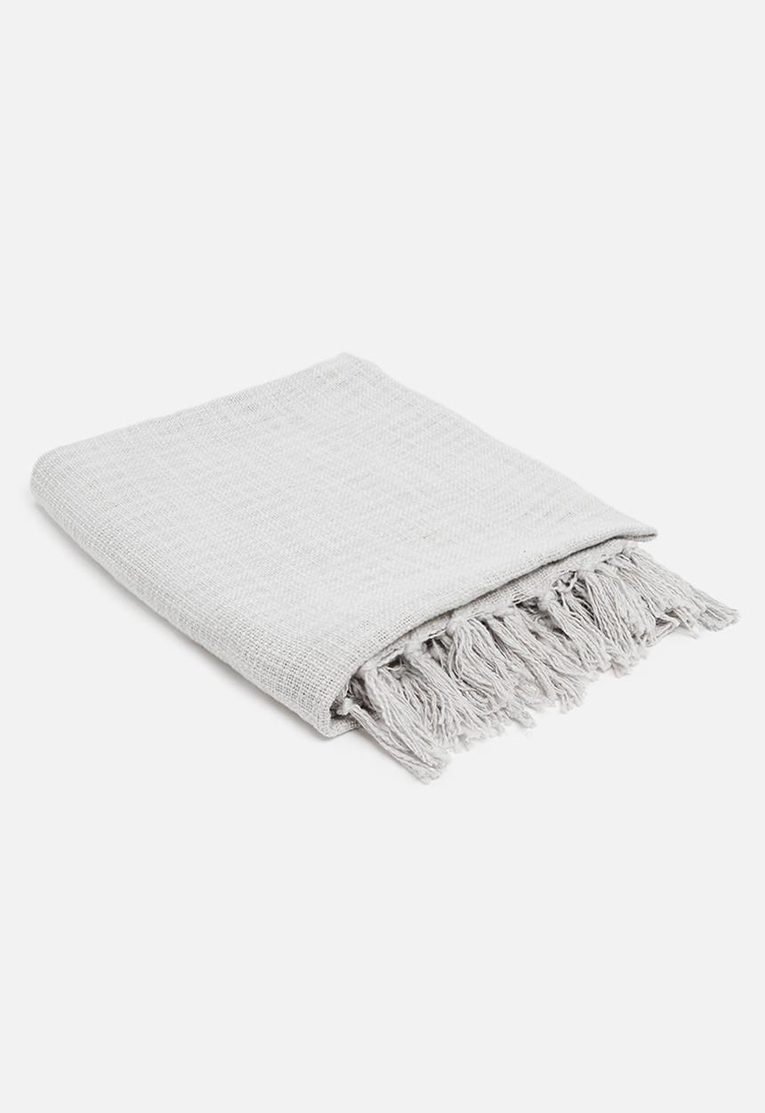 H&S - Slub fringed cotton throw - grey