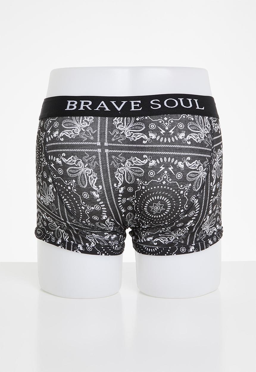 Brave Soul - 3 pack paisley printed boxers - black & red