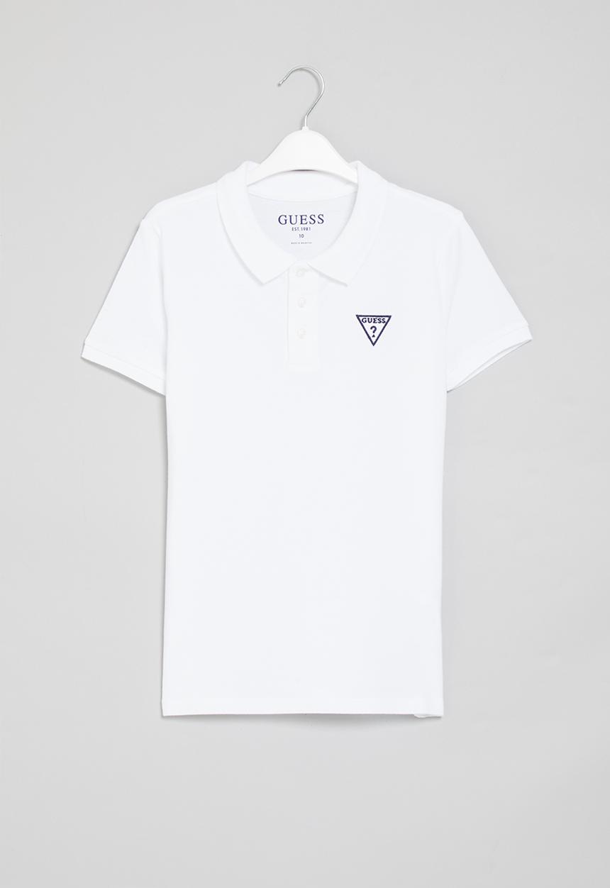 GUESS - Short sleeve guess core embroider golfer - true white