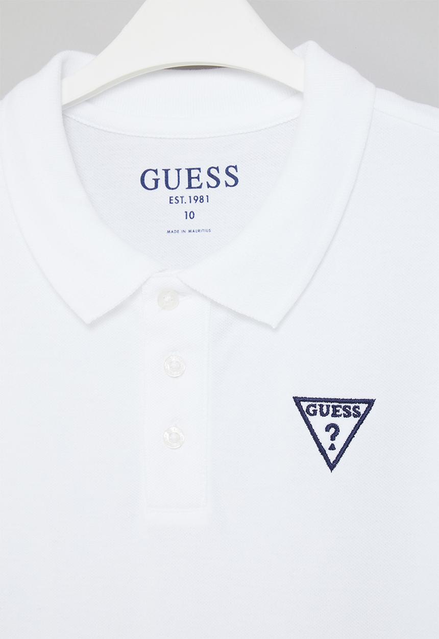 GUESS - Short sleeve guess core embroider golfer - true white