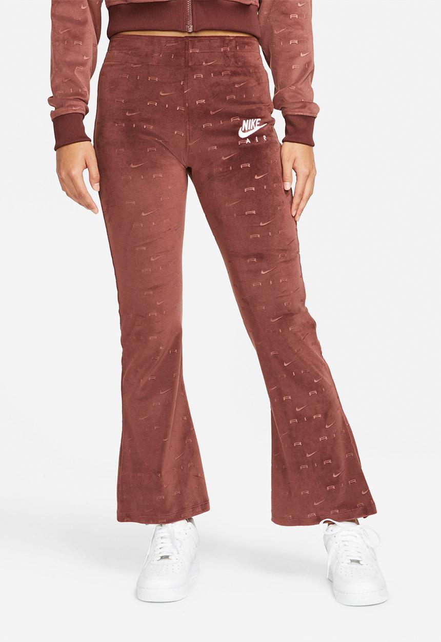 Nike - W nsw air velour mid rise pants - brown