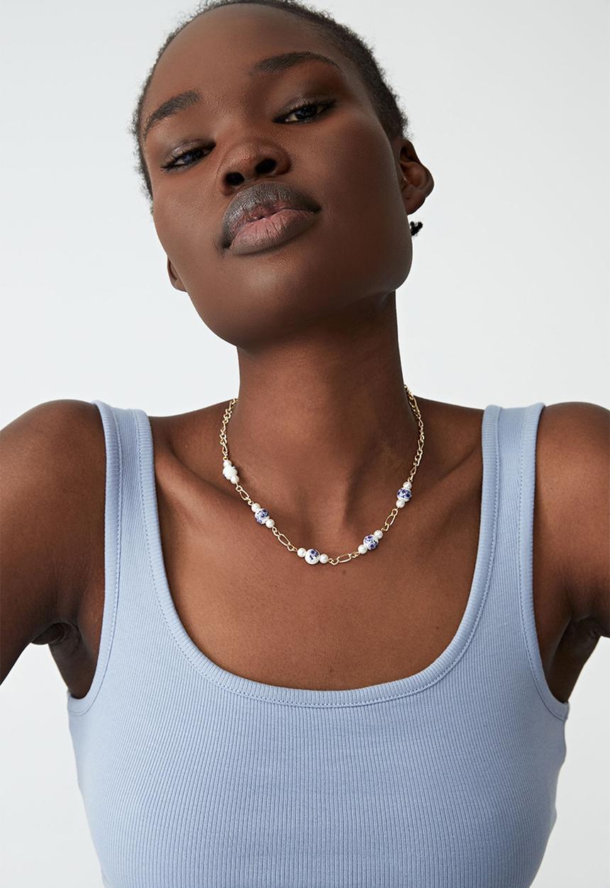 Rubi - Premium beaded necklace - gold plated ceramic beads