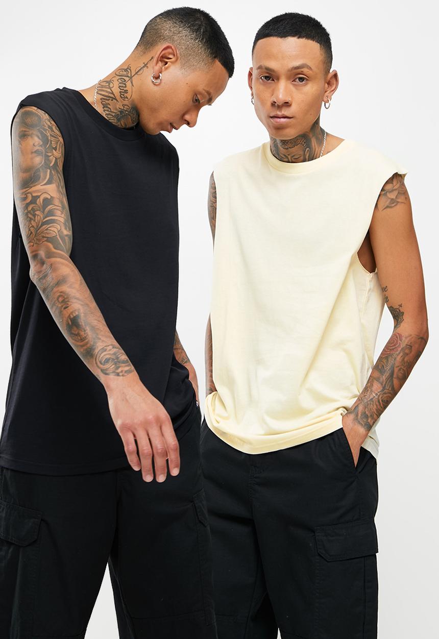 STYLE REPUBLIC - 2-pack cut off sleeve vest - black/stone