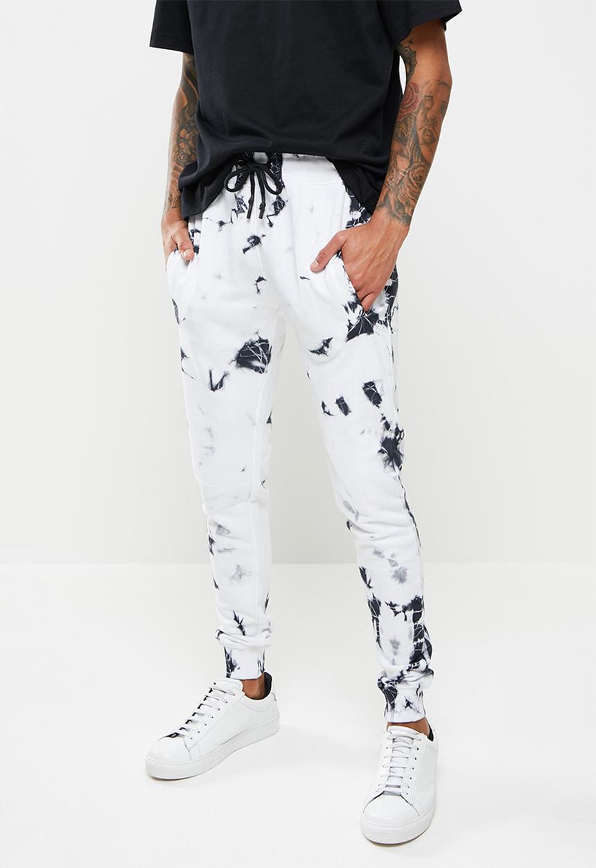 Brave Soul - Tie dye joggers - black & white