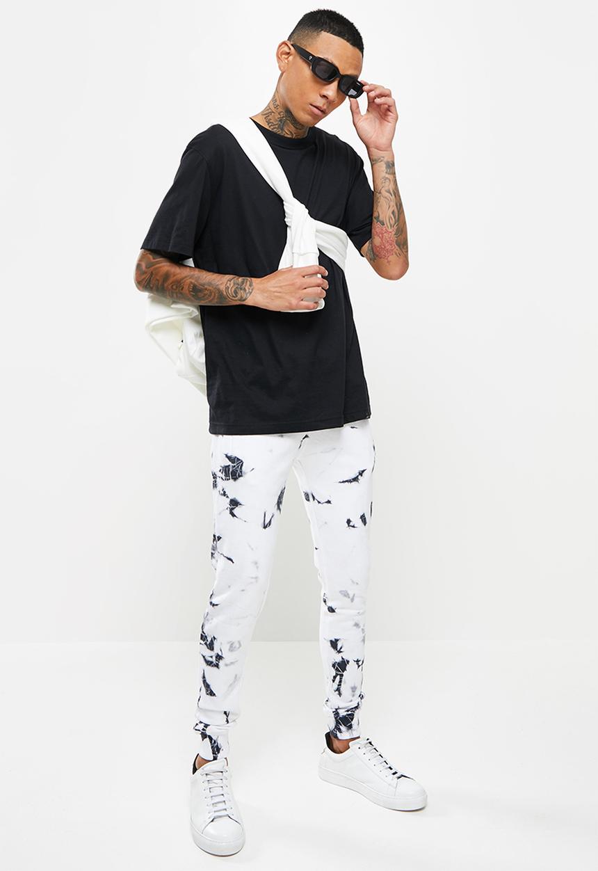 Brave Soul - Tie dye joggers - black & white