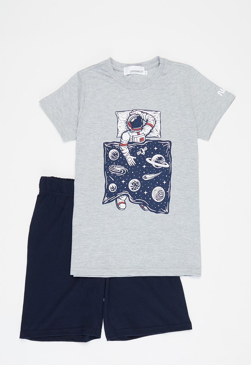 Superbalist - NASA tee & shorts pj set - navy & grey