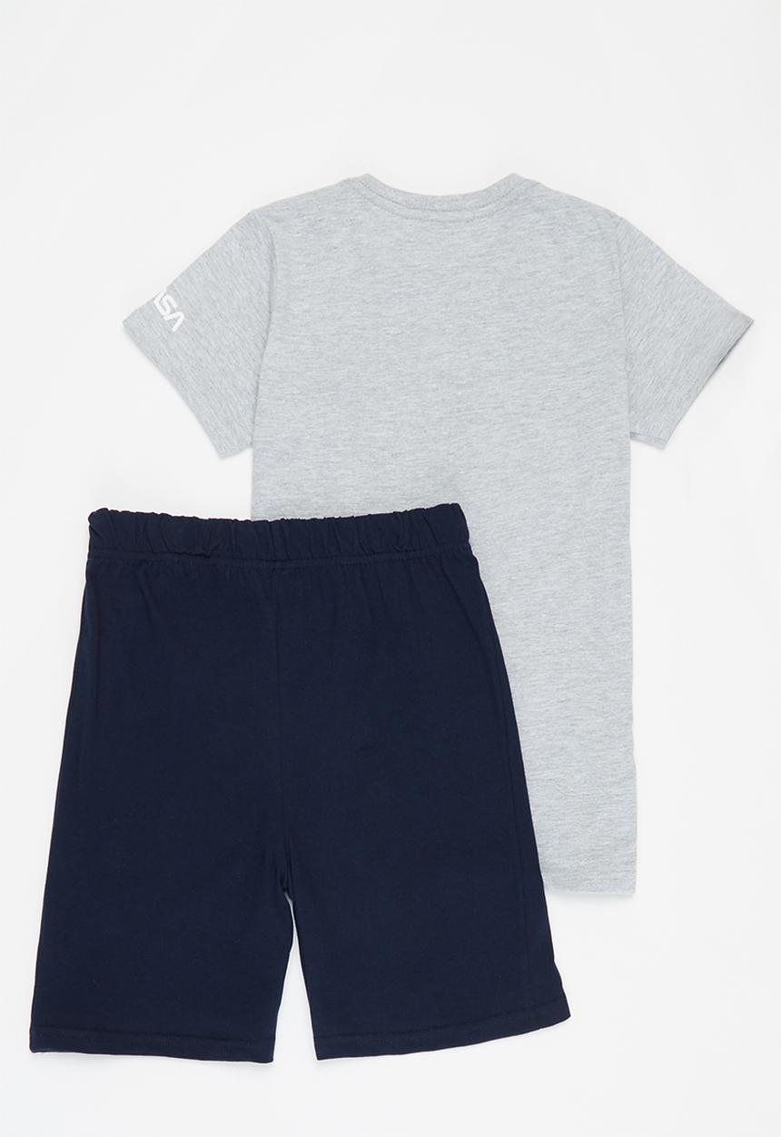 Superbalist - NASA tee & shorts pj set - navy & grey