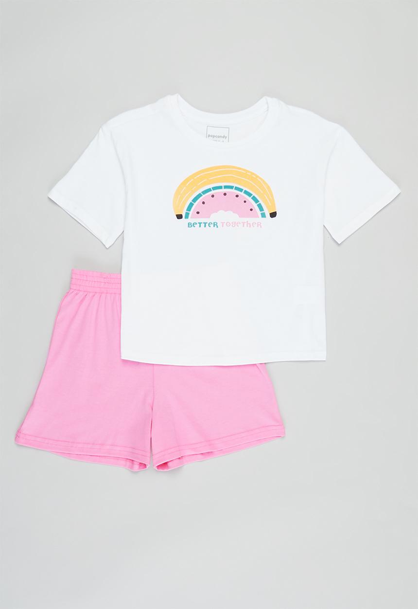 Pop Candy - Printed pj set - white & pink