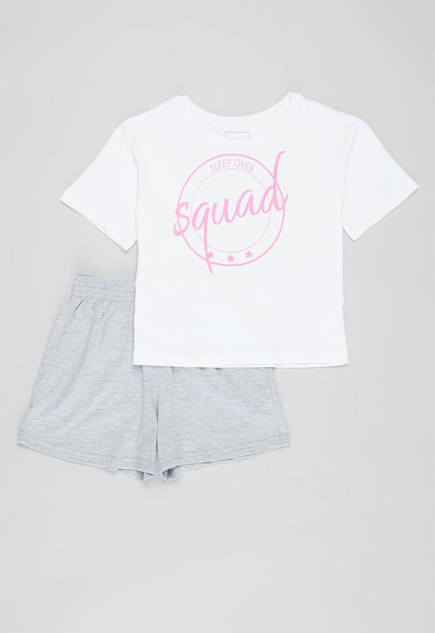 Pop Candy - Printed pj set - white & grey