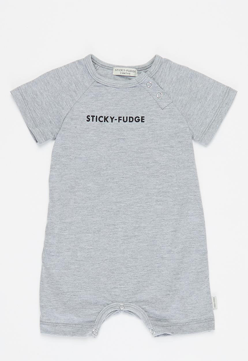 Sticky Fudge - Short sleeve baby grow - grey 