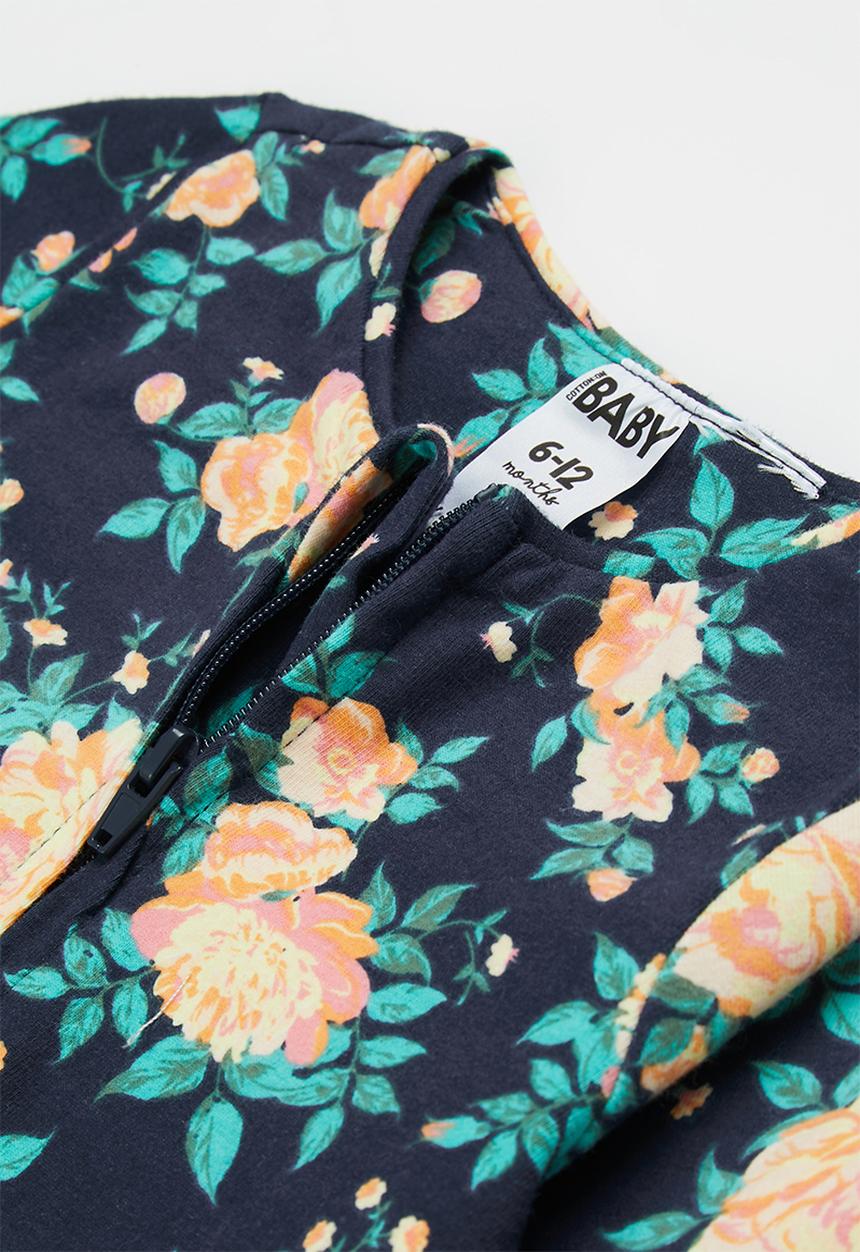Cotton On - 2 pack long sleeve zip romper - indigo/vanilla whitby floral