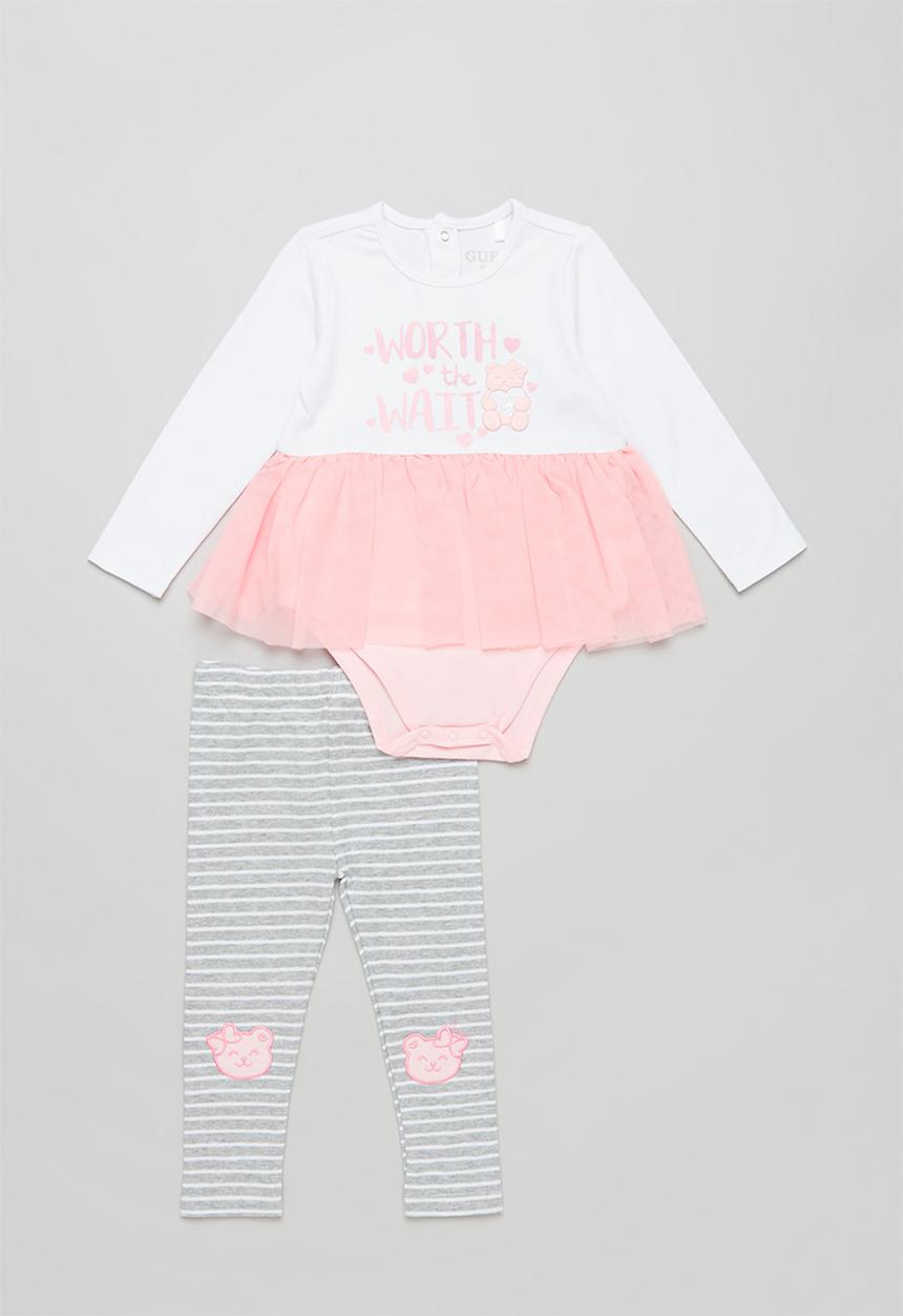 GUESS - Bodysuit dress & leggings - white & pink