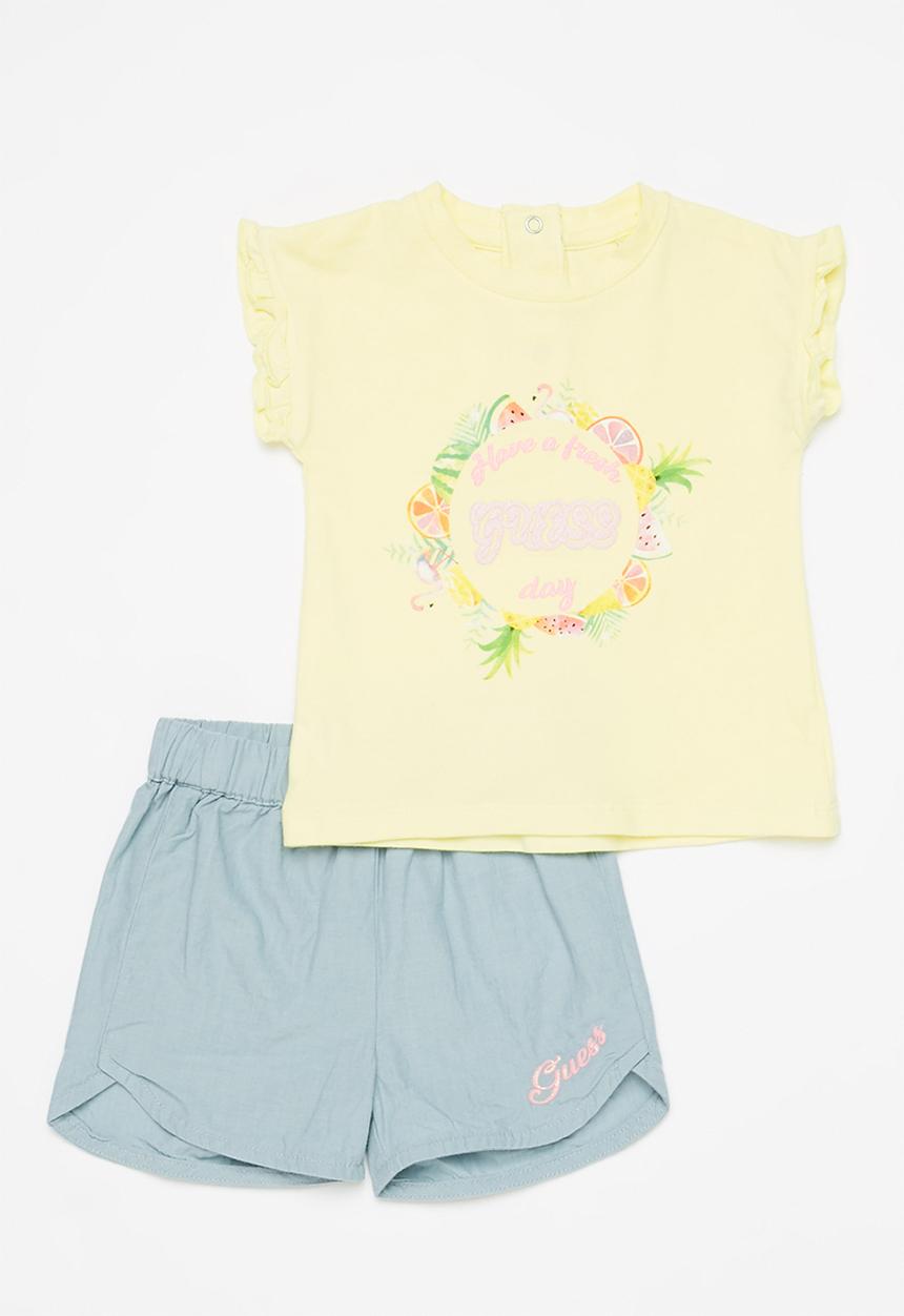 GUESS - Tee and shorts set - yellow & blue 