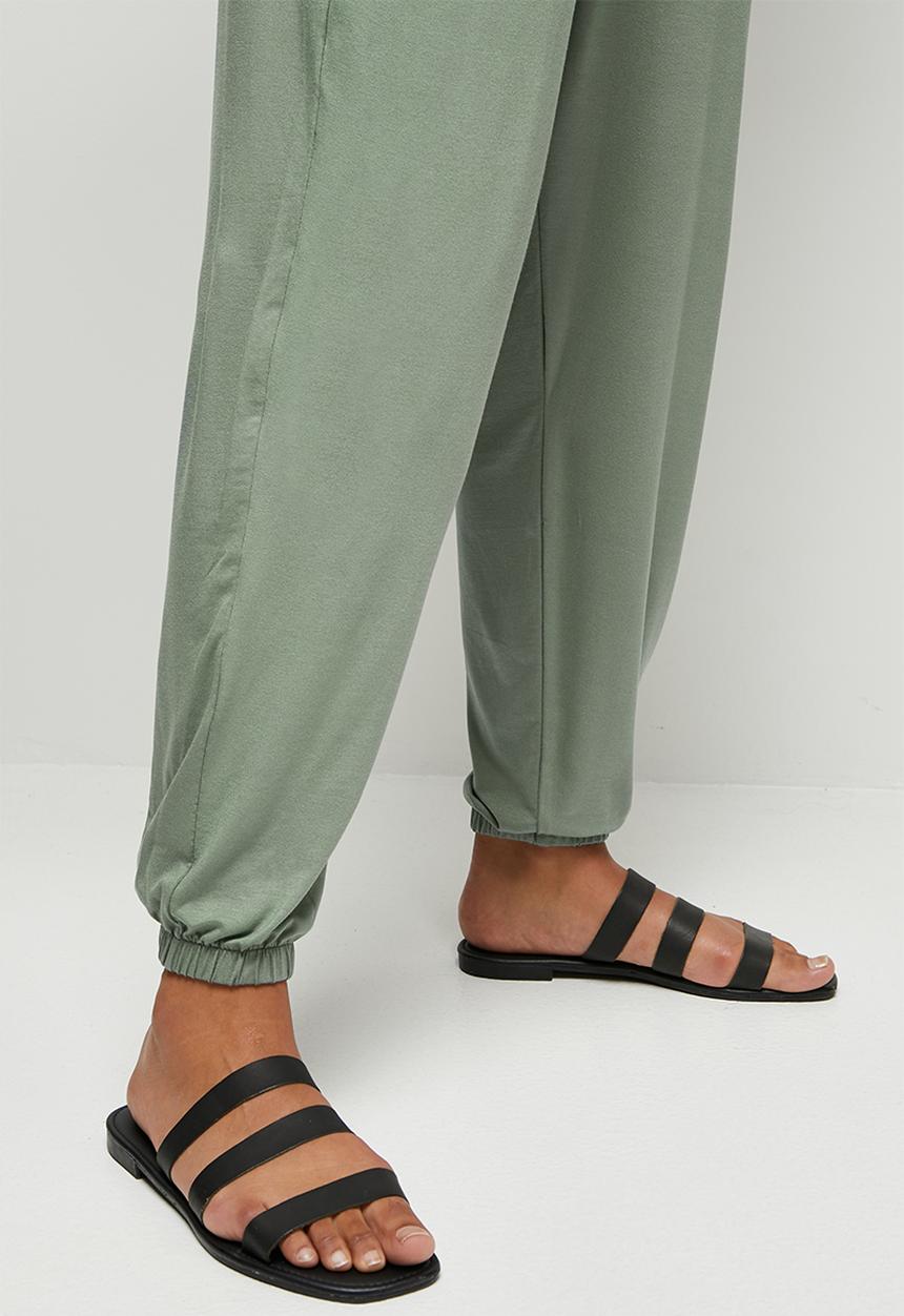 edit - Deep v-neck harem jumpsuit - dusty fatigue