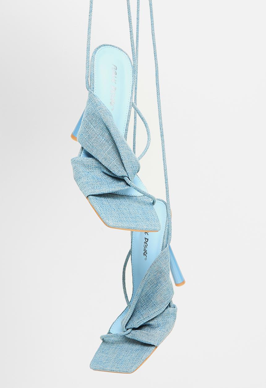Public Desire - Soiree cross over strappy lace up heel - blue