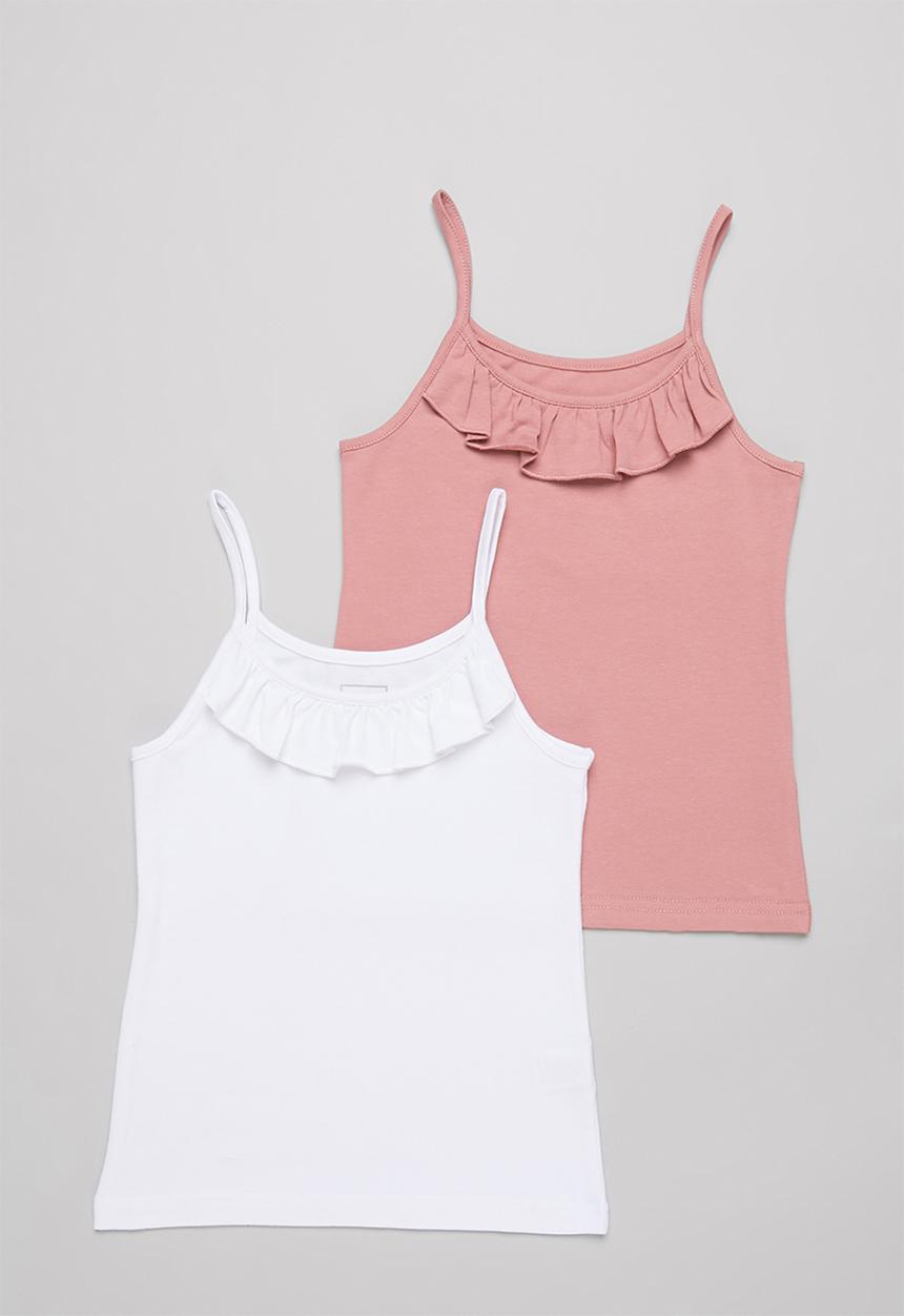 Pop Candy - Girls 2 pack cami - pink & white