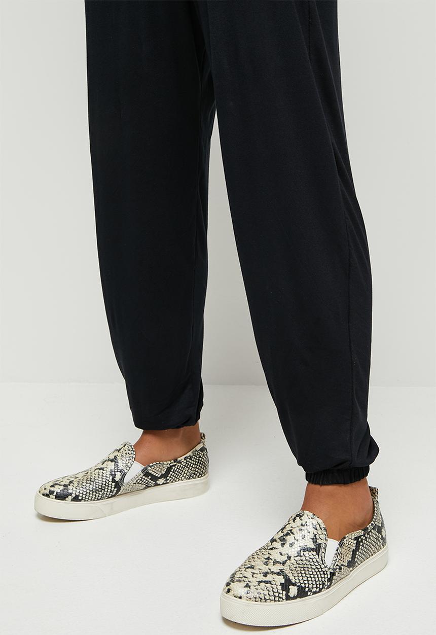 edit - Deep v-neck harem jumpsuit - black