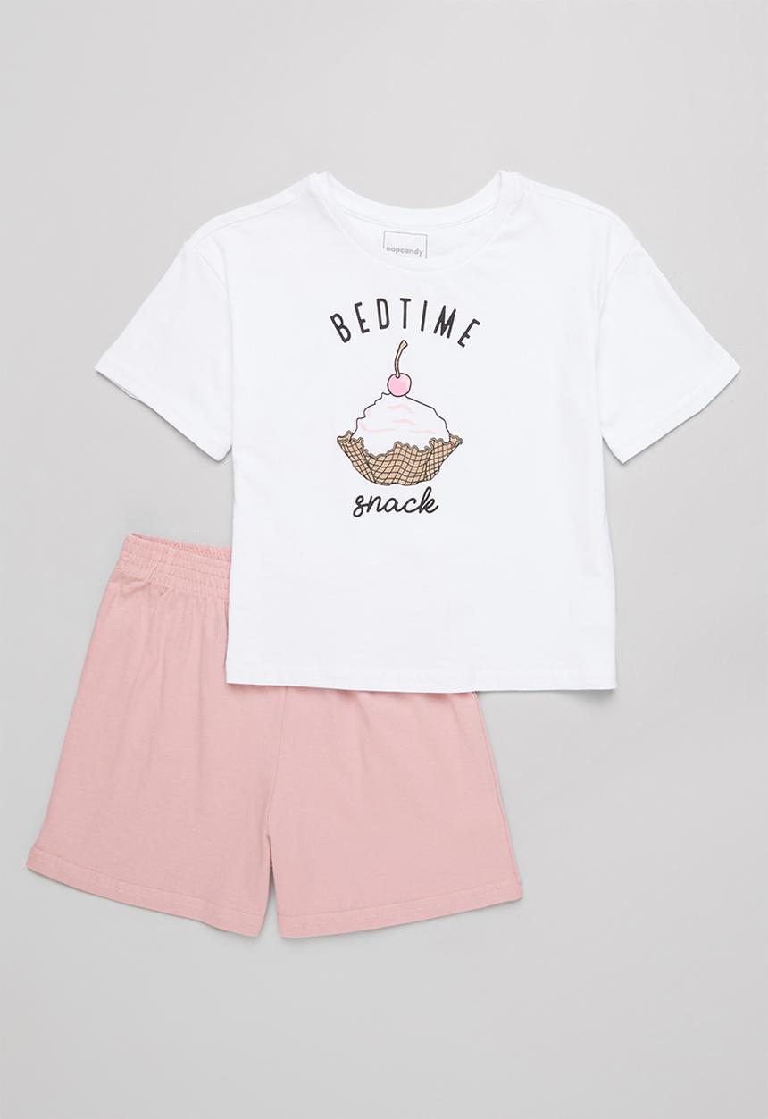 Pop Candy - Printed pj set - white & pink
