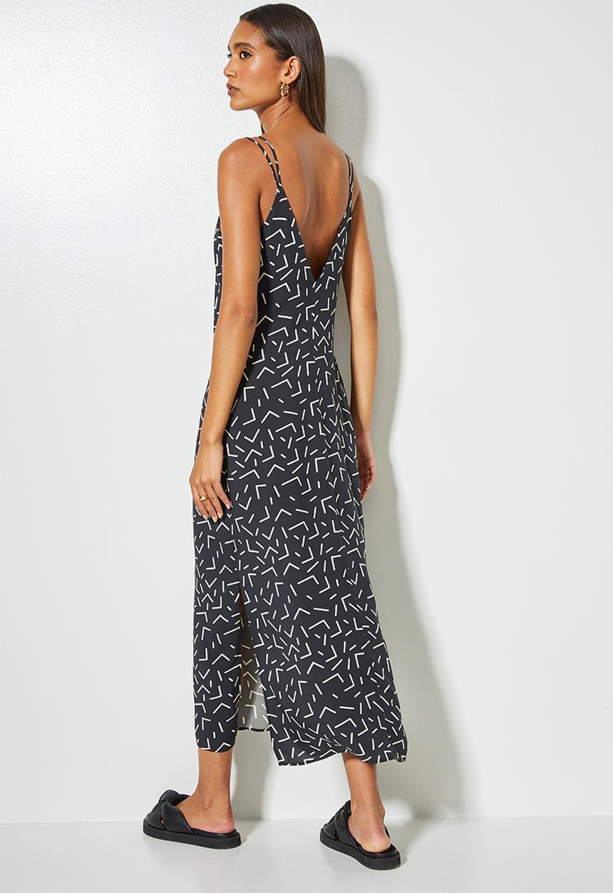 Superbalist - V-neck colomn dress - black & white 