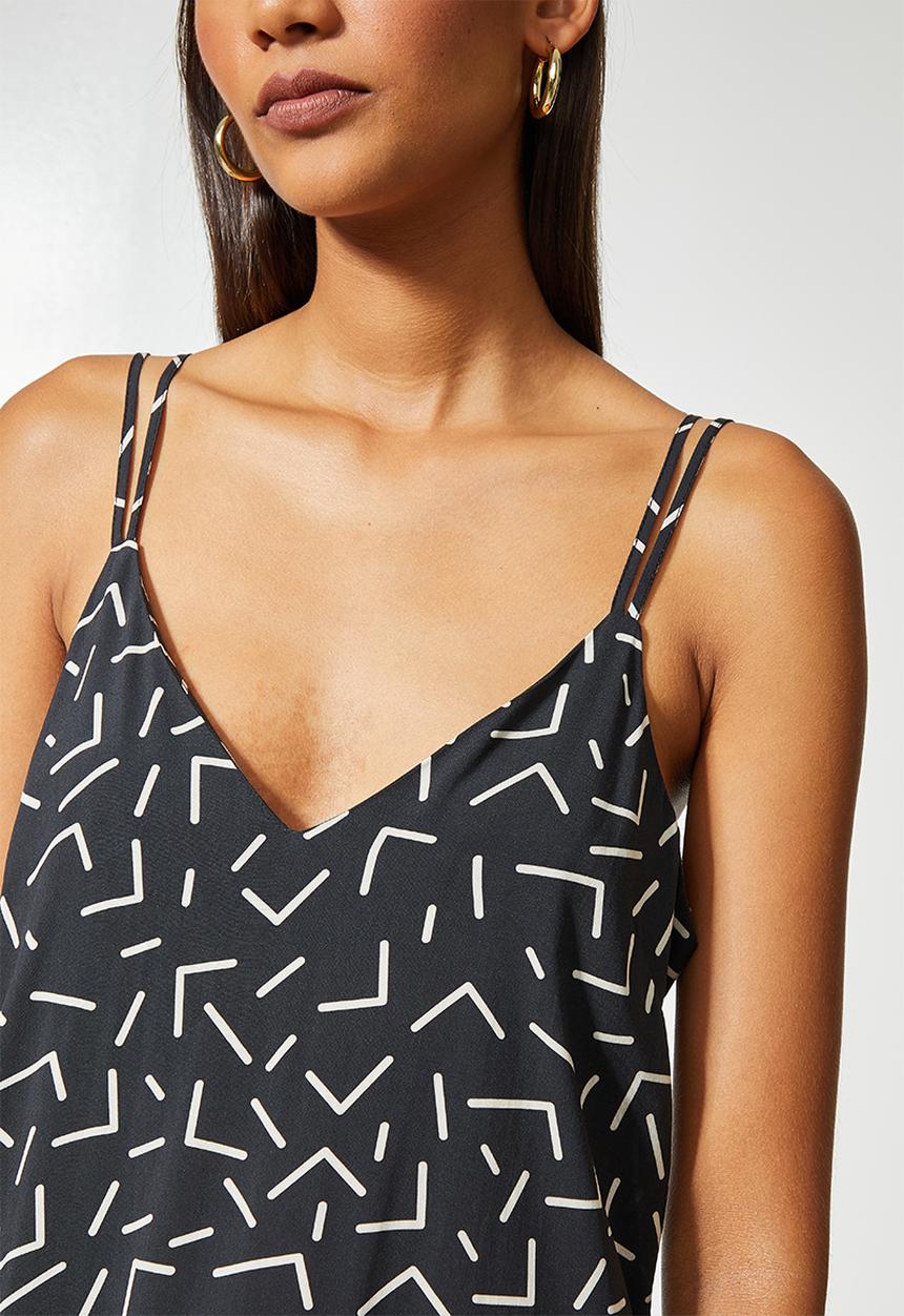 Superbalist - V-neck colomn dress - black & white 