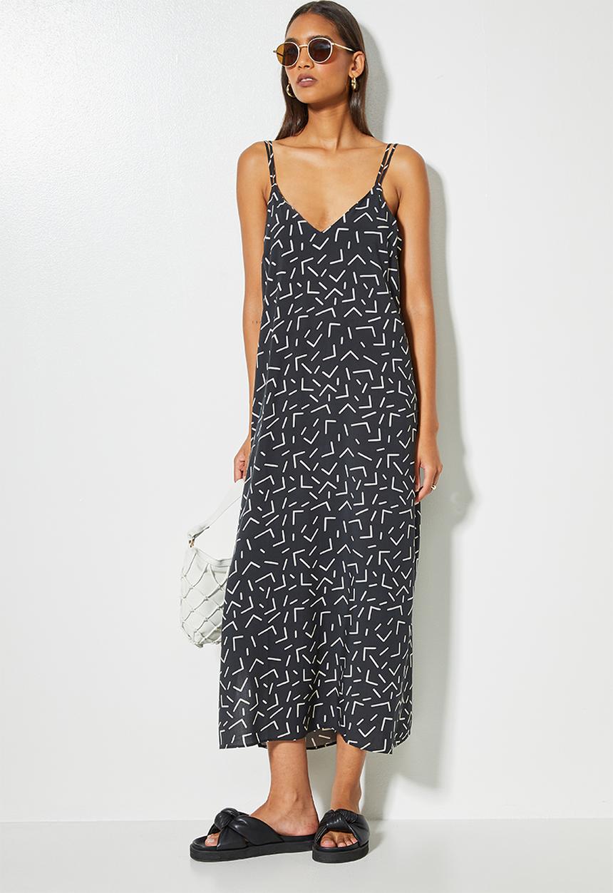 Superbalist - V-neck colomn dress - black & white 