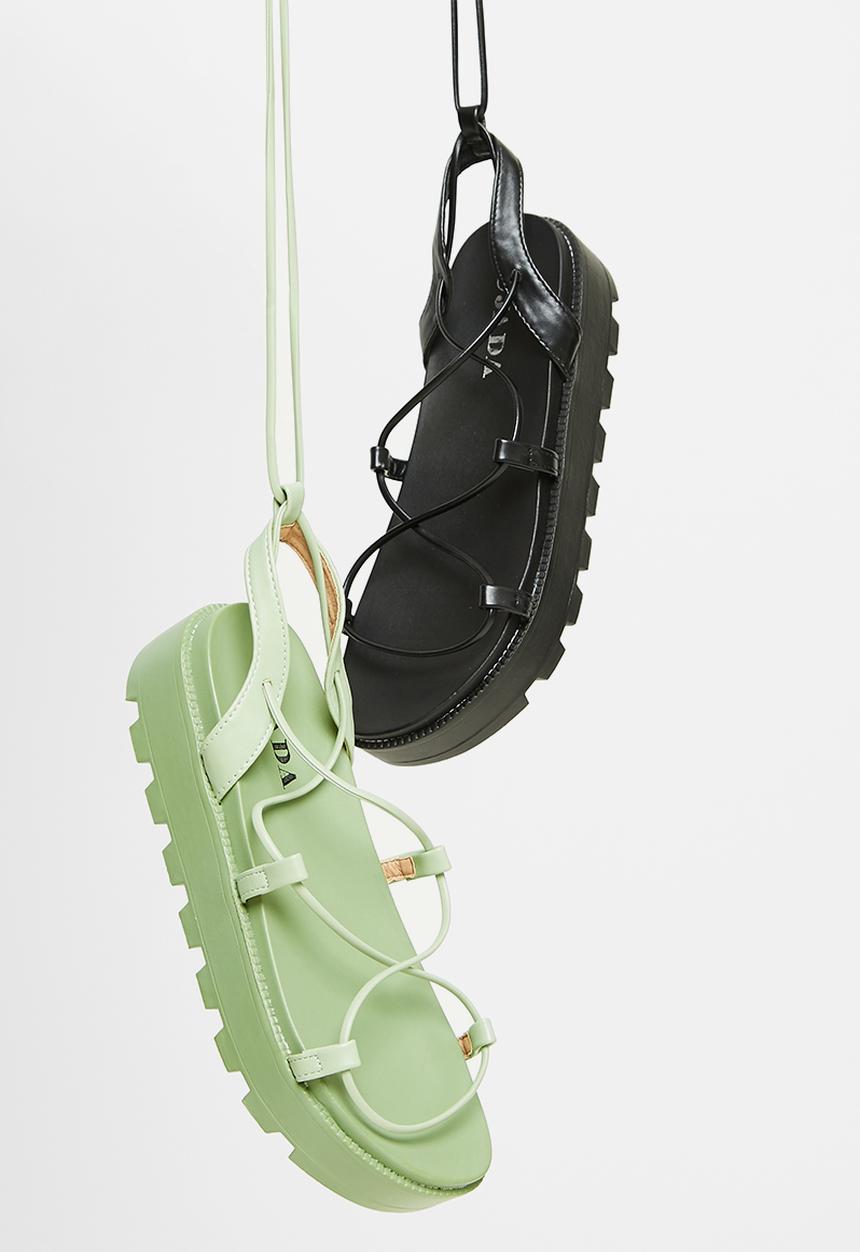 Jada - Chunky tie strap flatform sandal  - sage