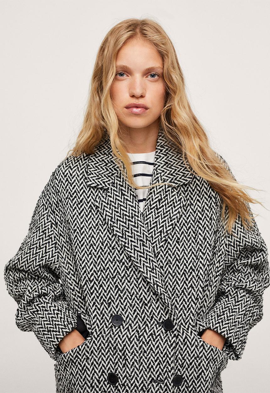 MANGO - Coat willy - black & white