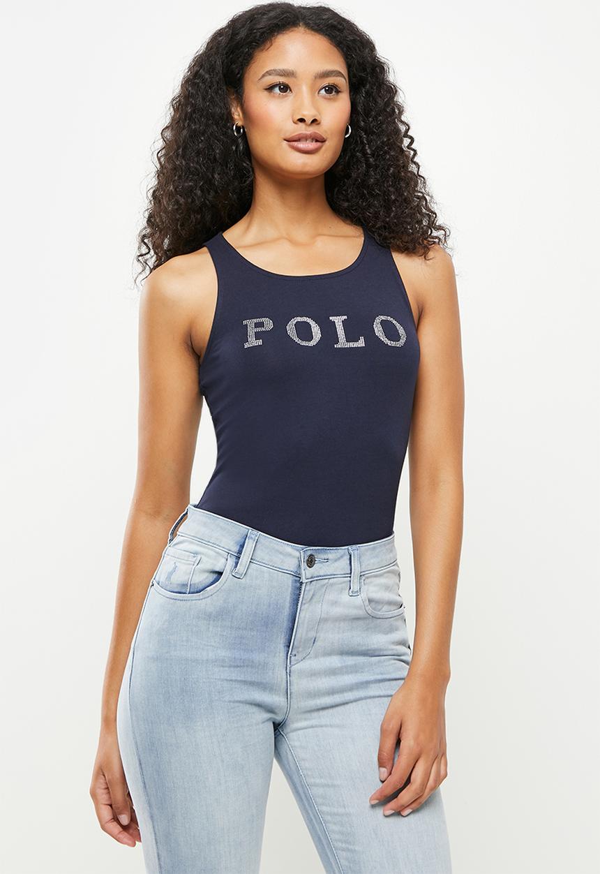 POLO - Carly sleeveless rhinestone T-shirt - navy