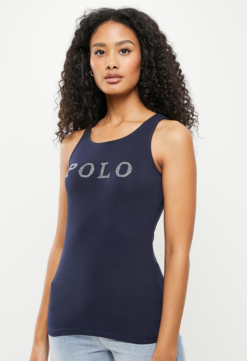POLO - Carly sleeveless rhinestone T-shirt - navy