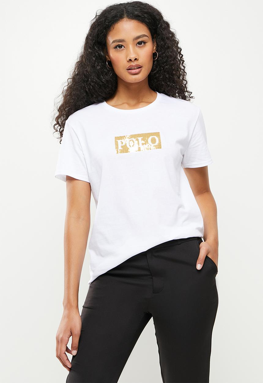 POLO - Jo short sleeve sequin T-shirt - white